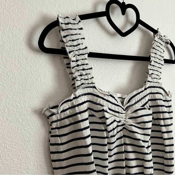 NWT Roxy Black White Striped Ruched Crop Top Size XL - Picture 3 of 8